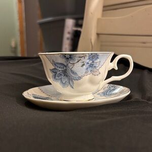 Fanquare Blue Floral Teacup and Saucer Set